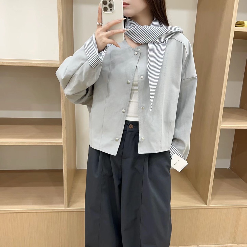 VIVANI東大門實拍女裝新品熱賣推薦休閑夾克含絲巾套裝圍巾VIVANI夾克