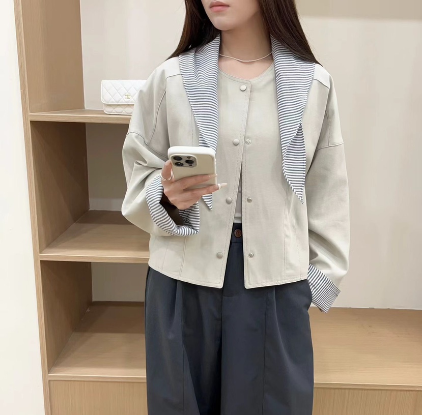 VIVANI東大門實拍女裝新品熱賣推薦休閑夾克含絲巾套裝圍巾VIVANI夾克圖色2