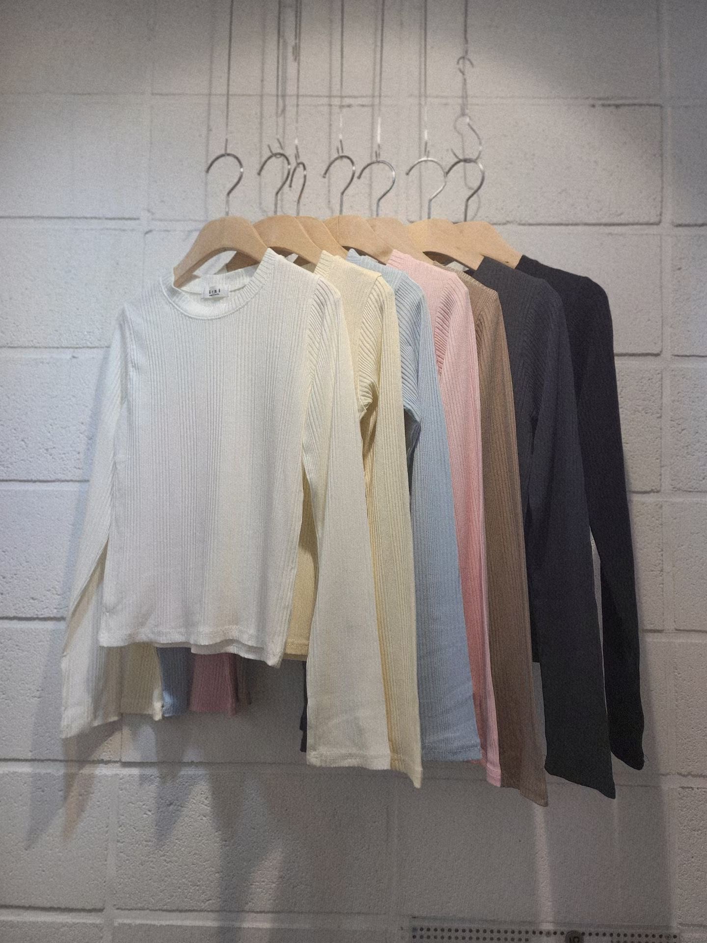 VENI韓國代購女裝新款時尚真品人氣職業26春夏長袖T恤莫代爾VENI長袖T恤圖色5左五色