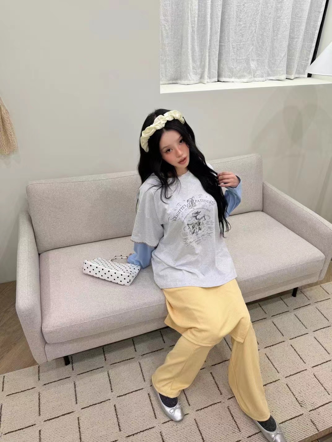 GISELE韓國直郵女裝新款推薦熱賣時尚人氣職業長袖T恤假兩件GISELE長袖T恤