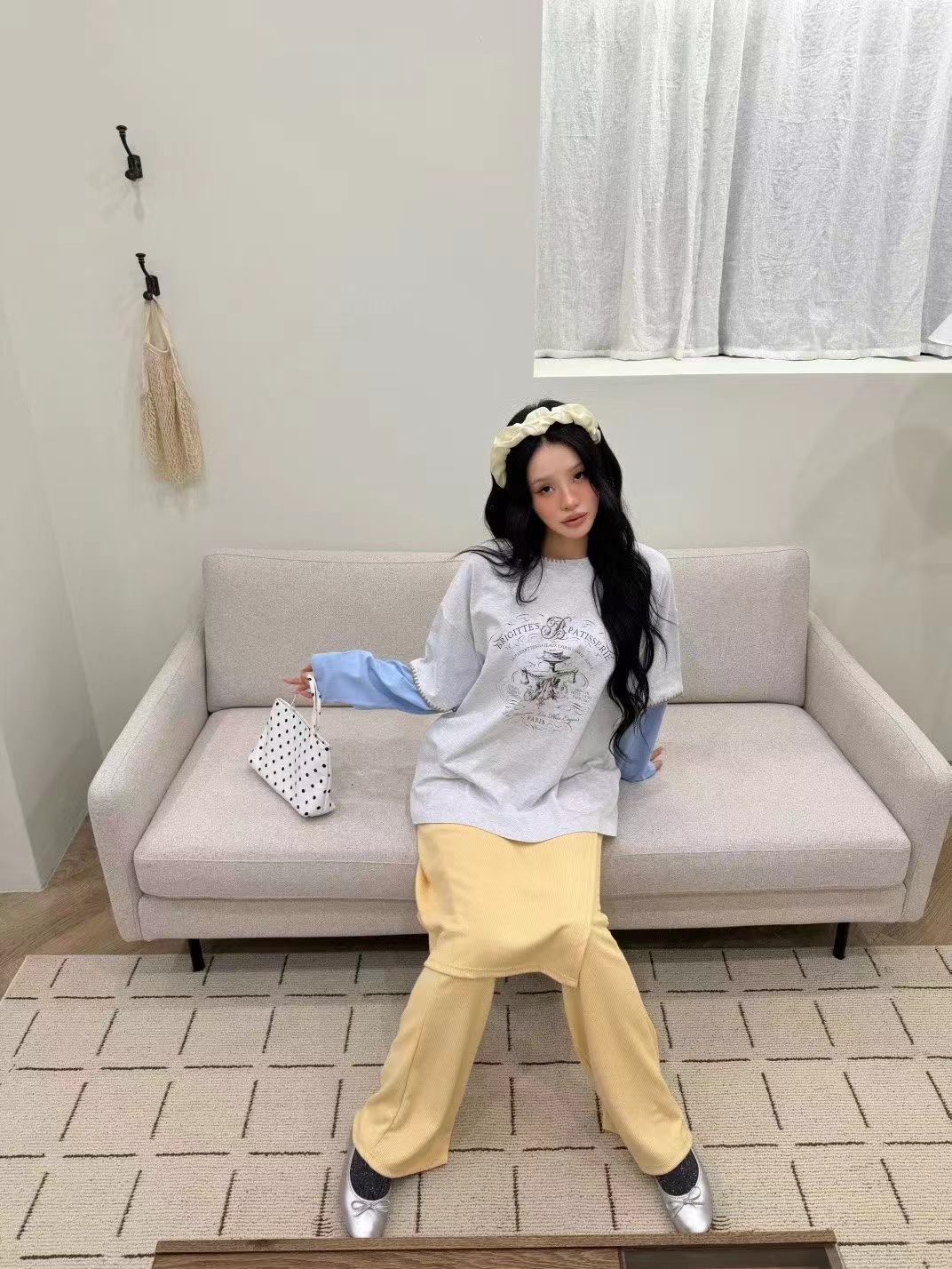 GISELE韓國直郵女裝新款推薦熱賣時尚人氣職業長袖T恤假兩件GISELE長袖T恤