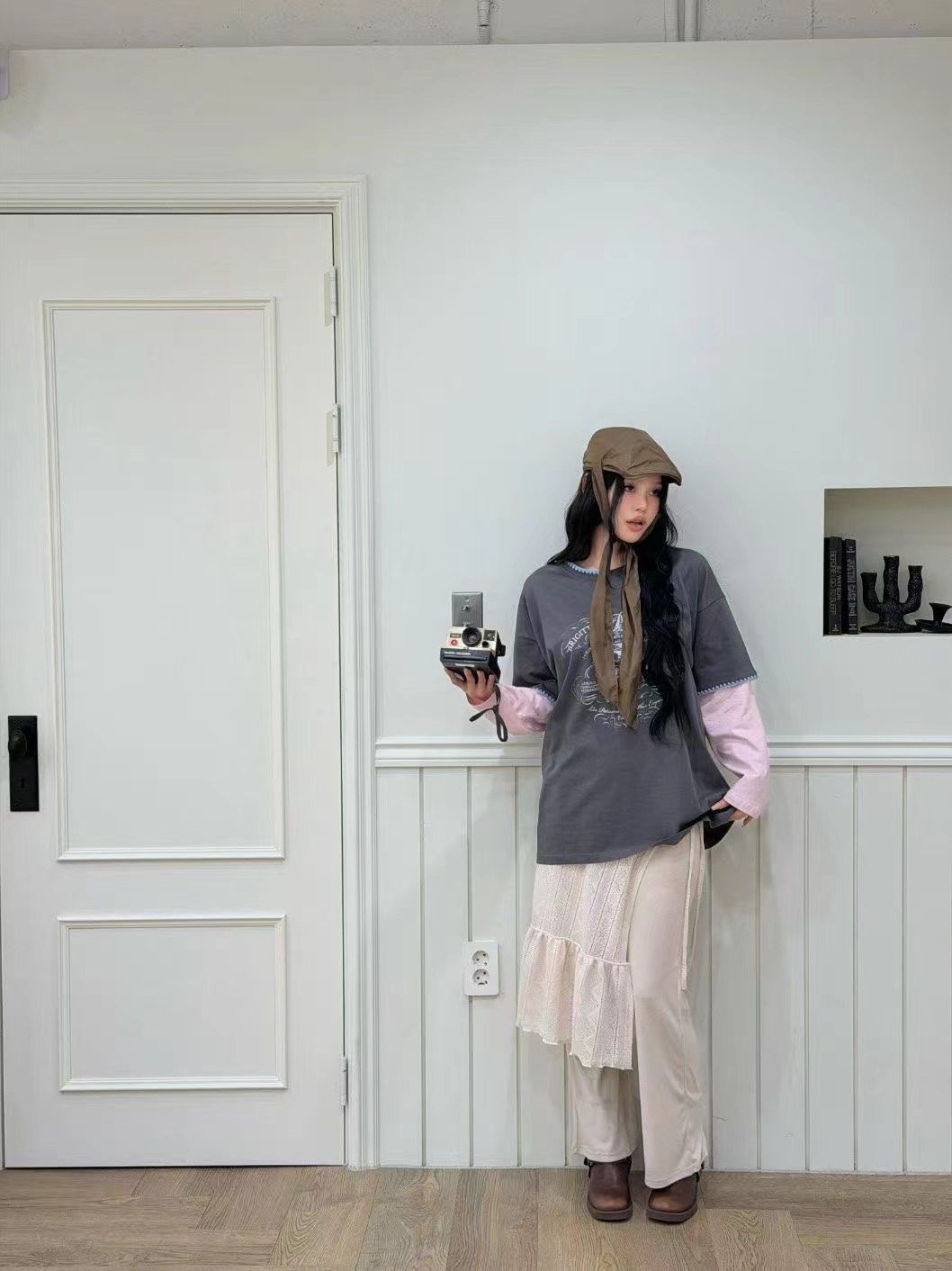 GISELE韓國直郵女裝新款推薦熱賣時尚人氣職業長袖T恤假兩件GISELE長袖T恤