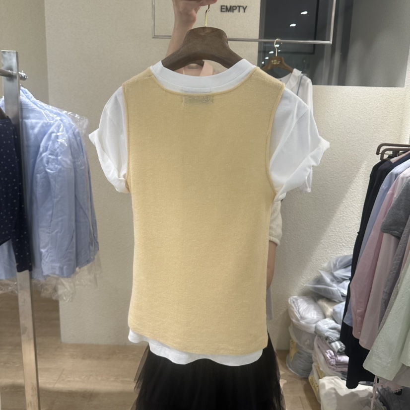 EMPTY韓國直郵女裝新款職業休閑熱賣吊帶背心不含內搭刺繡EMPTY吊帶/背心