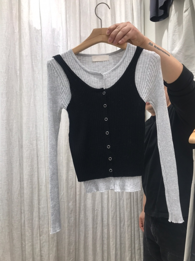 AHOY韓國東大門直郵女裝新品人氣休閑職業26春夏針織衫假兩件AHOY針織衫圖色2