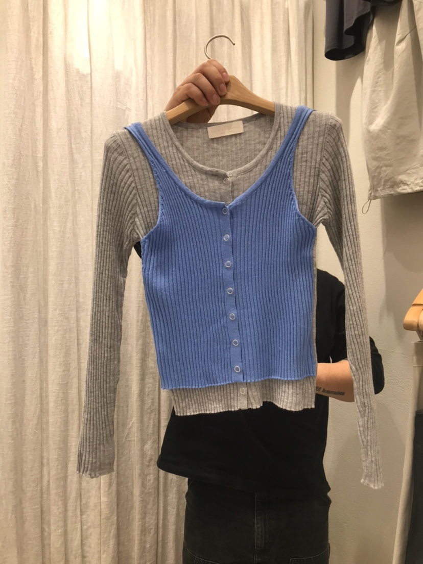 AHOY韓國東大門直郵女裝新品人氣休閑職業26春夏針織衫假兩件AHOY針織衫圖色3