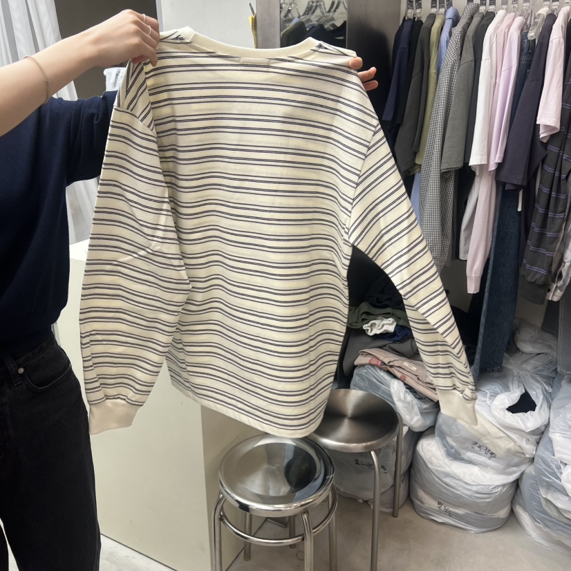 LEESEED-A韓國代購女裝新款26春夏時尚休閑職業長袖T恤條紋SEeD/LEESEED長袖T恤