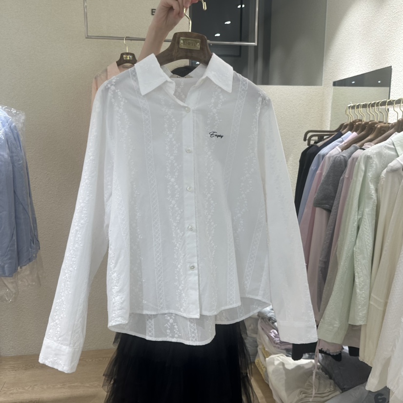 EMPTY韓國東大門直郵女裝新款26春夏熱賣職業人氣襯衫蕾絲衫EMPTY襯衫/蕾絲衫圖色4白色