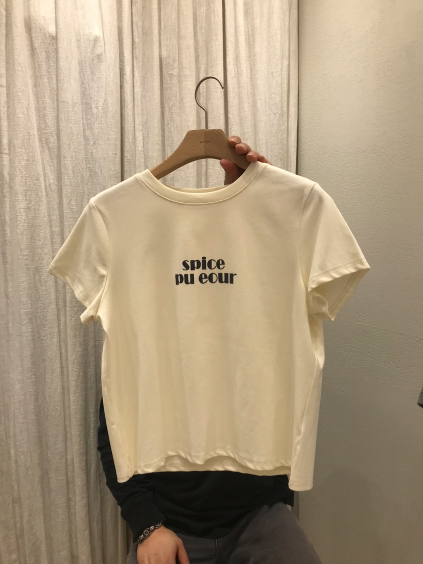 AHOY韓國東大門直郵女裝新款時尚職業26春夏人氣休閑推薦T恤AHOYT恤圖色2