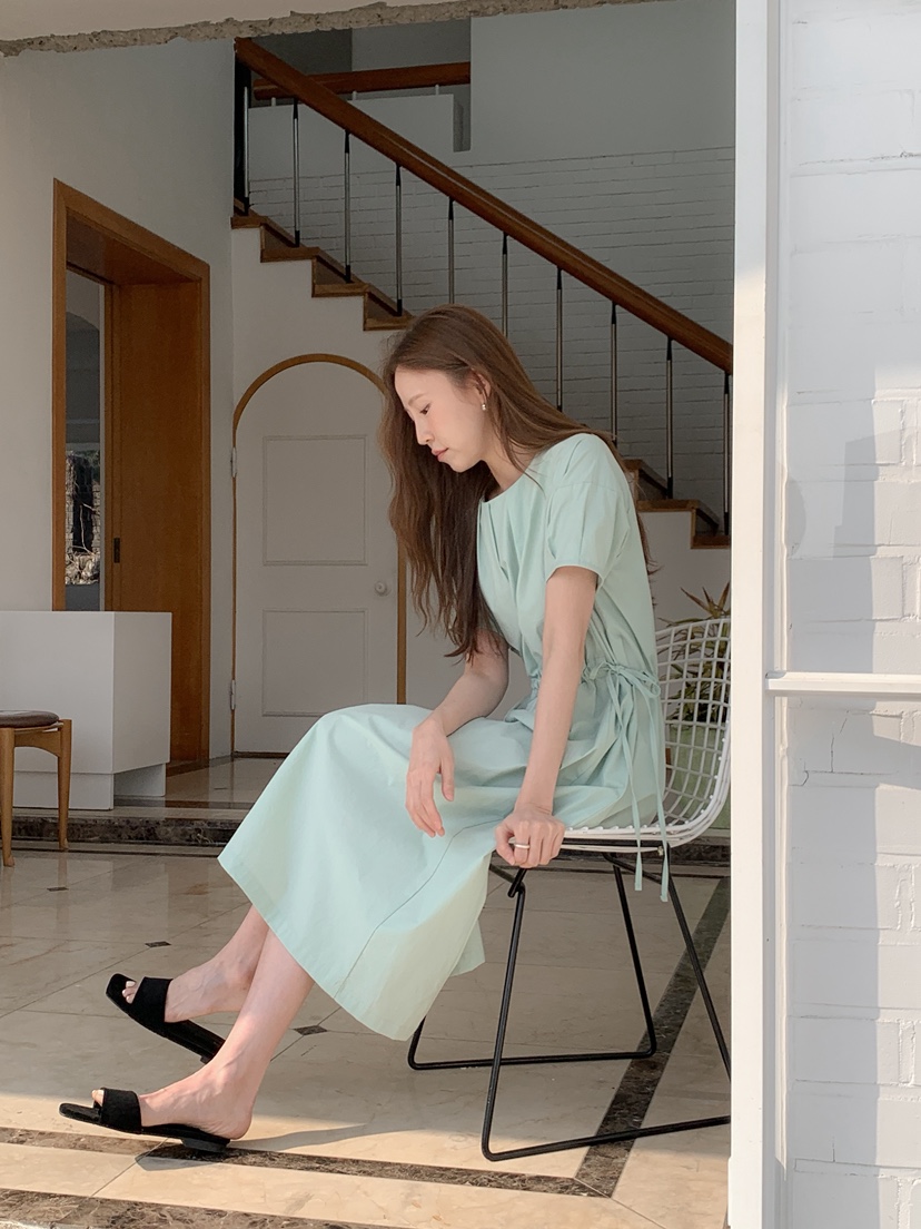 LONG PEAK韓國直郵女士新品時尚職業休閑人氣連衣裙褶皺LONG PEAK連衣裙