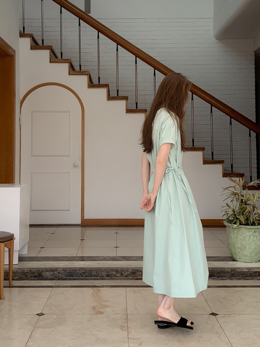 LONG PEAK韓國直郵女士新品時尚職業休閑人氣連衣裙褶皺LONG PEAK連衣裙