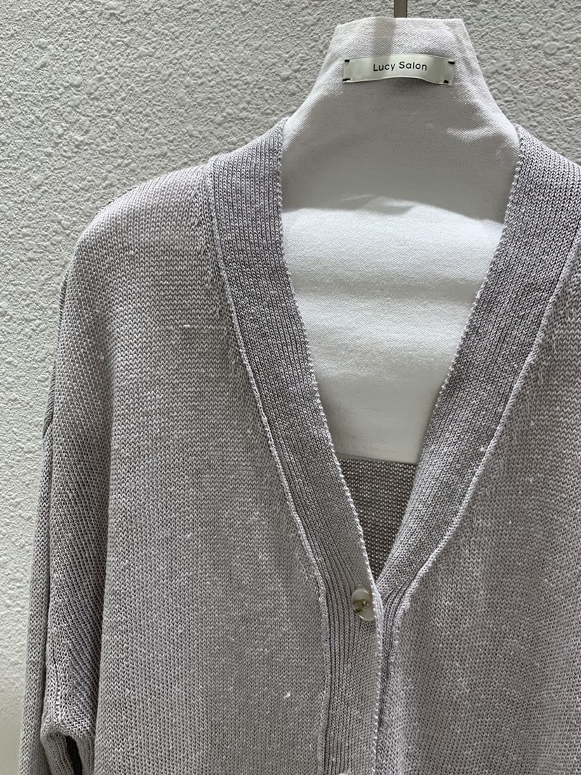 LUCY SALON韓國直郵實拍女士新品熱賣針織衫亞麻寬松開衫LUCY SALON針織衫