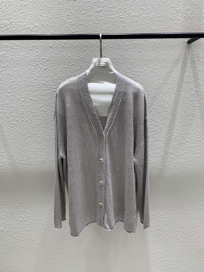 LUCY SALON韓國直郵實拍女士新品熱賣針織衫亞麻寬松開衫LUCY SALON針織衫圖色1