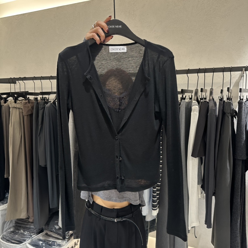 OVER NEAR韓國代購女士新品推薦職業休閑26春夏長袖T恤假兩件OVER NEAR長袖T恤圖色3