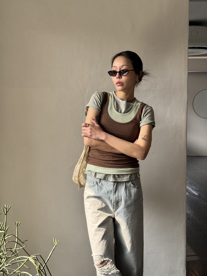 LIMLIMLIM韓國東大門直郵女裝新品推薦吊帶背心不含內搭假兩件LIM LIM LIM吊帶/背心