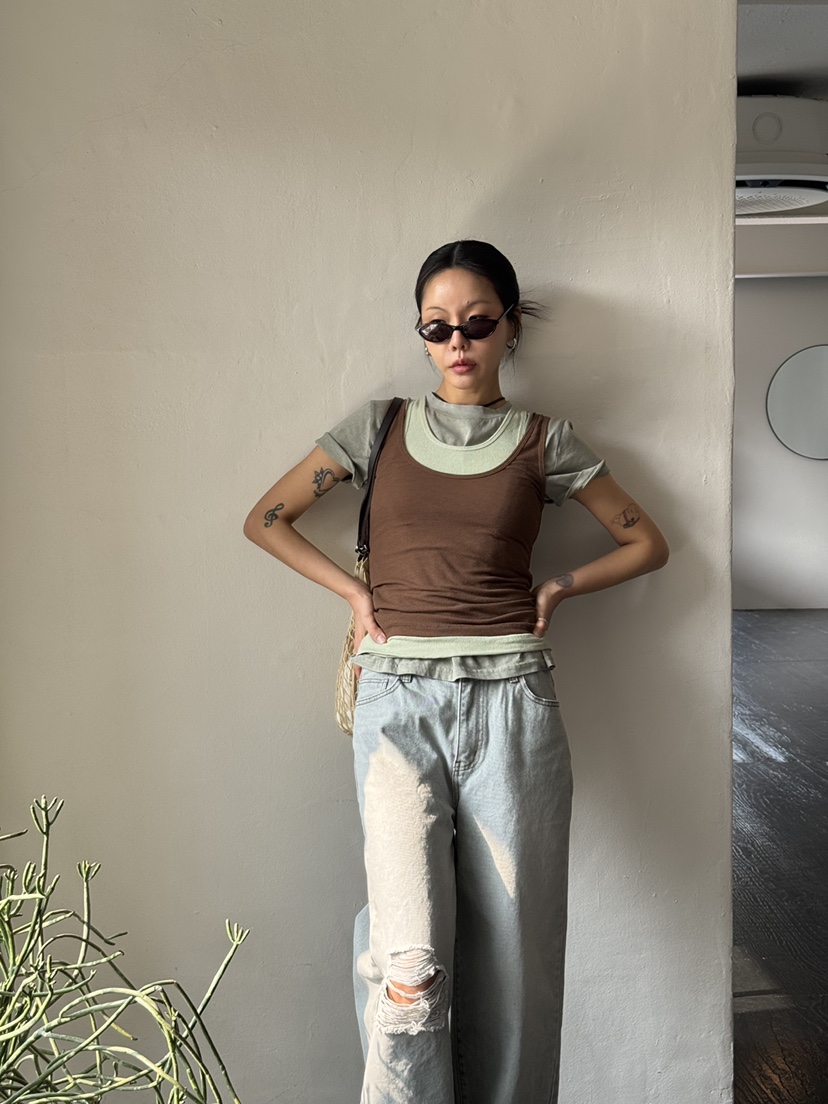 LIMLIMLIM韓國東大門直郵女裝新品推薦吊帶背心不含內搭假兩件LIM LIM LIM吊帶/背心圖色2