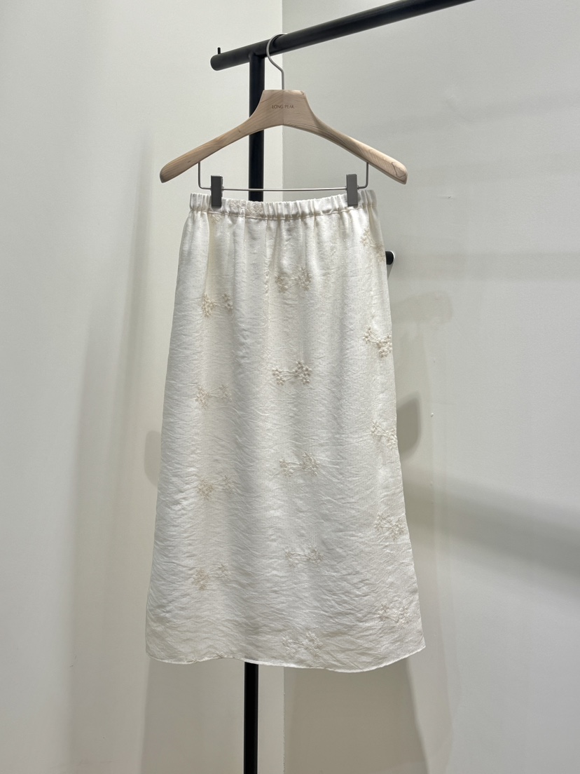 LONG PEAK韓國代購女裝新品職業熱賣時尚休閑26春夏長裙蕾絲LONG PEAK長裙圖色2米色