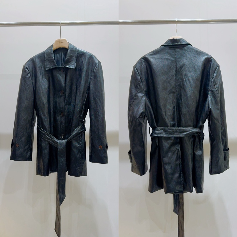 LIMLIMLIM韓國直郵實拍女士新品熱賣休閑時尚皮衣含腰帶皮革LIM LIM LIM皮衣