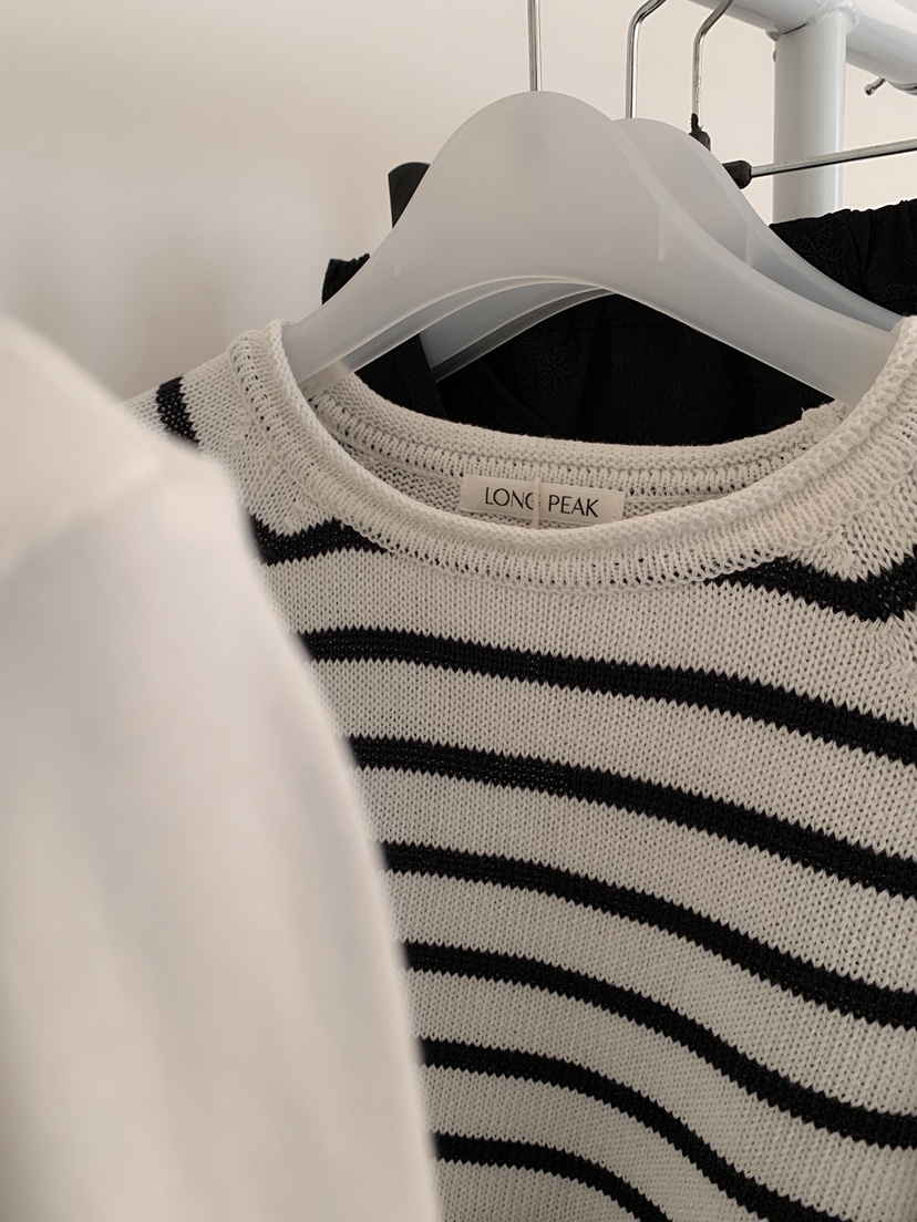LONG PEAK韓國直郵女裝新款時尚26春夏熱賣針織衫棉質條紋LONG PEAK針織衫