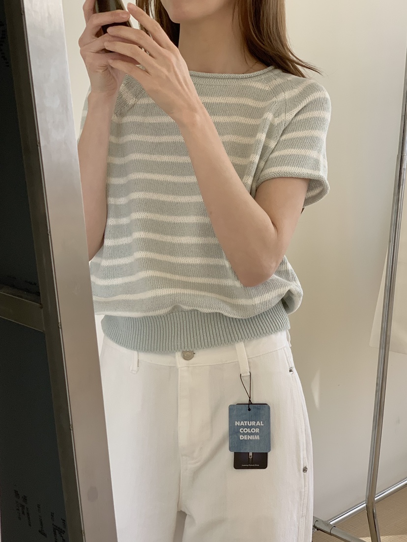 LONG PEAK韓國直郵女裝新款時尚26春夏熱賣針織衫棉質條紋LONG PEAK針織衫