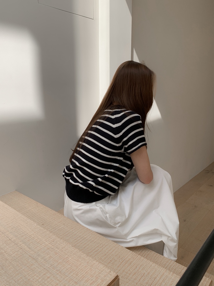 LONG PEAK韓國直郵女裝新款時尚26春夏熱賣針織衫棉質條紋LONG PEAK針織衫