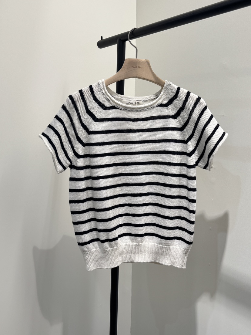 LONG PEAK韓國直郵女裝新款時尚26春夏熱賣針織衫棉質條紋LONG PEAK針織衫圖色1