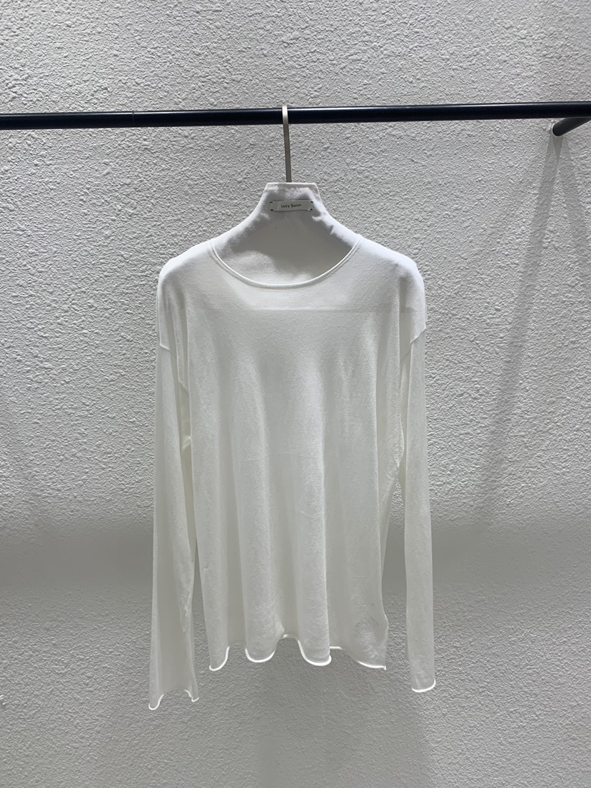 LUCY SALON韓國東大門直郵女裝新款推薦長袖T恤船領透視LUCY SALON長袖T恤圖色1