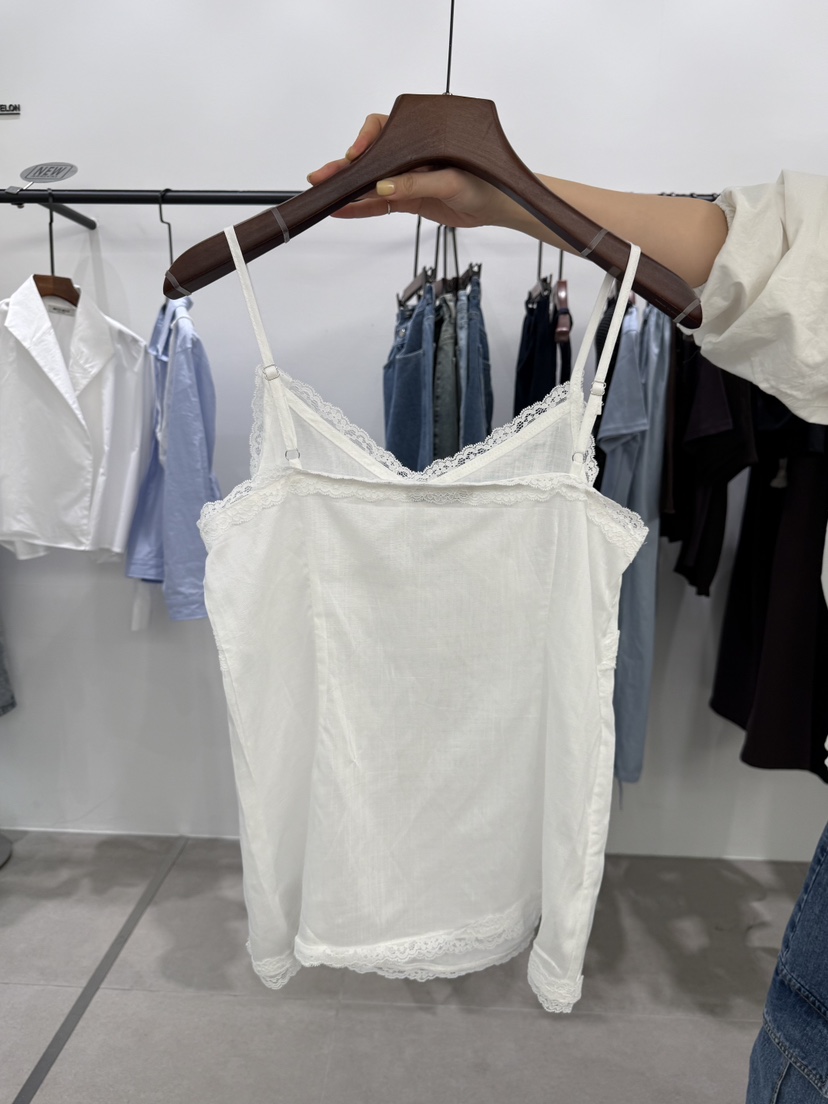 WATERMELON韓國直郵女裝新品休閑時尚26春夏吊帶背心蕾絲亞麻WATER MELON吊帶/背心