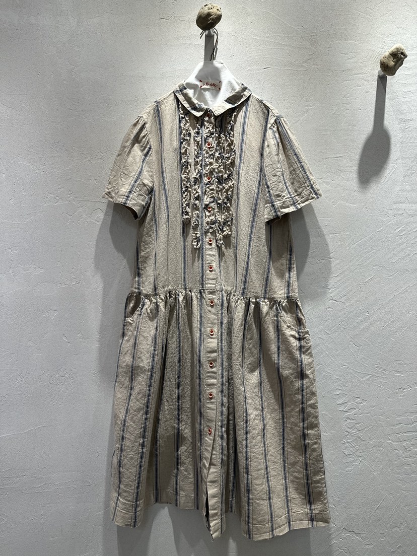 AT NOTE韓國東大門代購女裝新款26春夏連衣裙荷葉邊亞麻AT NOTE連衣裙圖色1