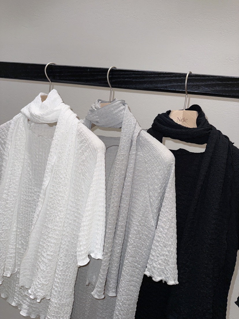 NDE韓國直郵實拍女裝新品熱賣推薦職業人氣T恤含圍巾套裝BOHEME_NDET恤