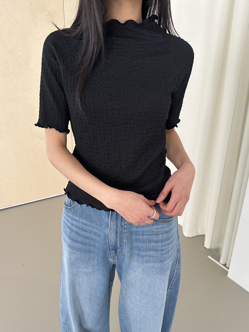 NDE韓國直郵實拍女裝新品熱賣推薦職業人氣T恤含圍巾套裝BOHEME_NDET恤