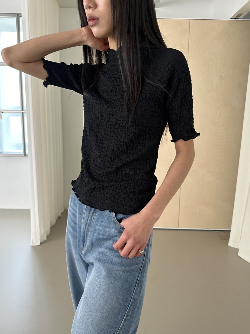 NDE韓國直郵實拍女裝新品熱賣推薦職業人氣T恤含圍巾套裝BOHEME_NDET恤