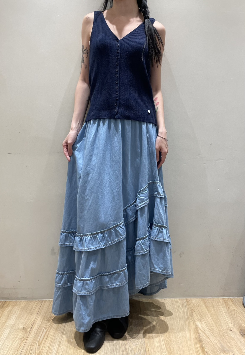 NEOUL韓國東大門代購女士新款休閑職業推薦時尚熱賣26春夏長裙NEOUL/ahin雙領標簽長裙