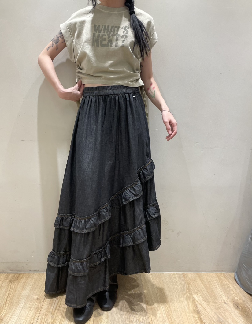 NEOUL韓國東大門代購女士新款休閑職業推薦時尚熱賣26春夏長裙NEOUL/ahin雙領標簽長裙