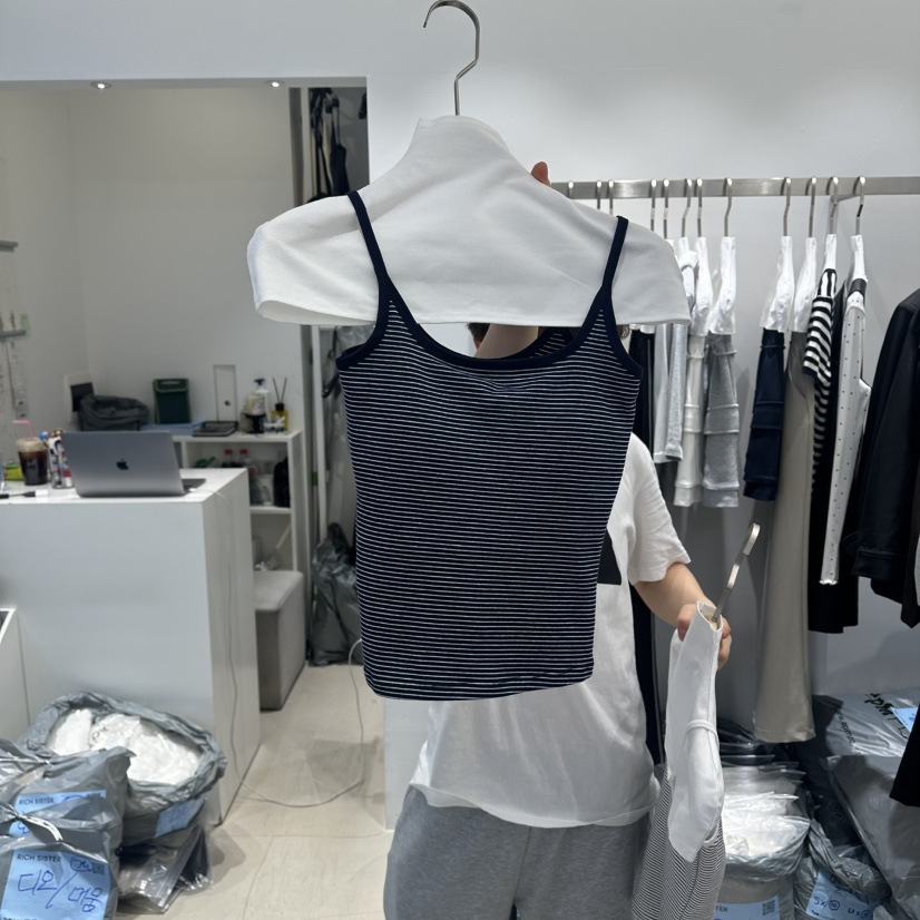 RICH SISTER韓國東大門代購女裝新款人氣休閑吊帶背心條紋RICH SISTER吊帶/背心圖色2