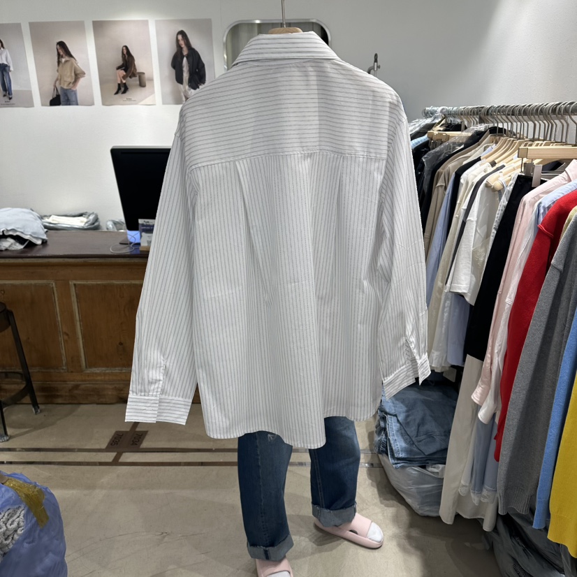 ACKER韓國直郵實拍女裝新款26春夏時尚職業襯衫蕾絲衫條紋ACKER襯衫/蕾絲衫