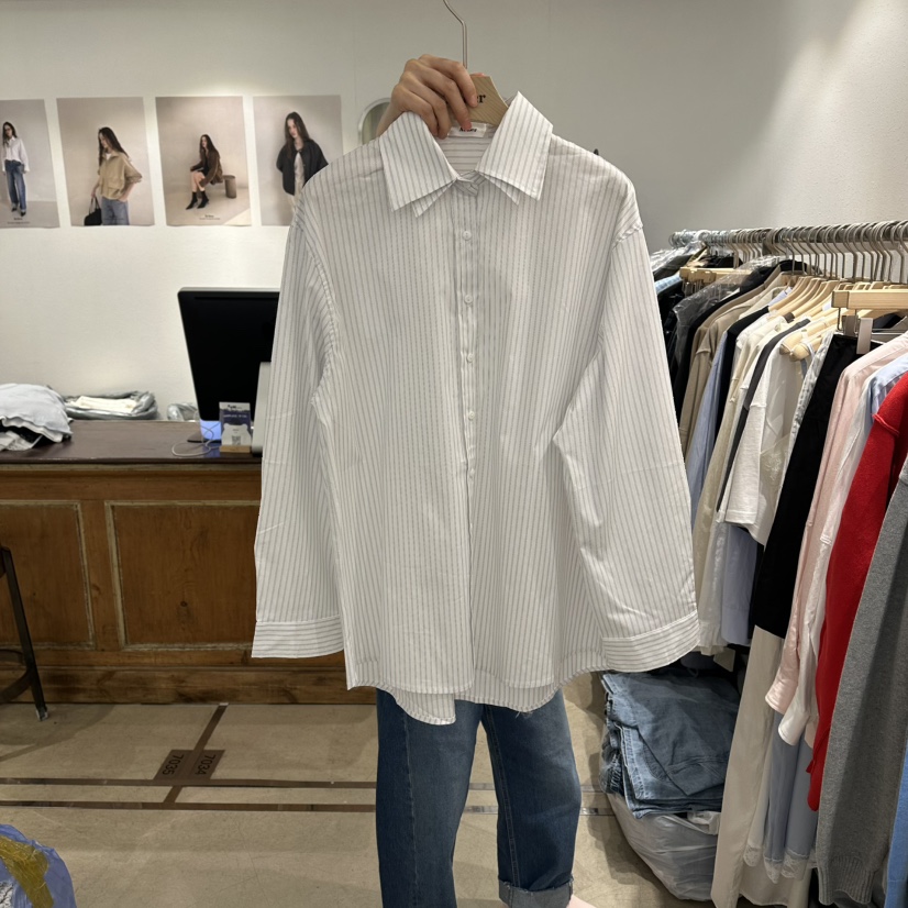 ACKER韓國直郵實拍女裝新款26春夏時尚職業襯衫蕾絲衫條紋ACKER襯衫/蕾絲衫圖色1