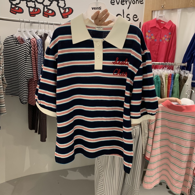 VENTI韓國直郵女裝新品休閑熱賣人氣推薦26春夏時尚職業T恤VENTIT恤圖色2