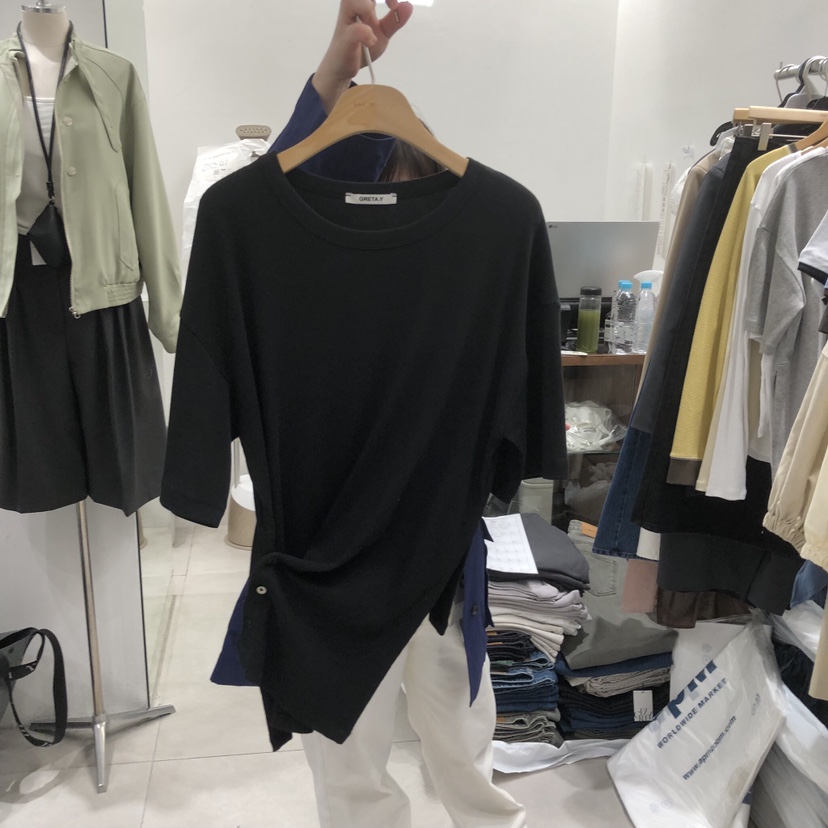 ANN MARGRET韓國代購女裝新款時尚T恤不對稱GRETA.YT恤圖色3