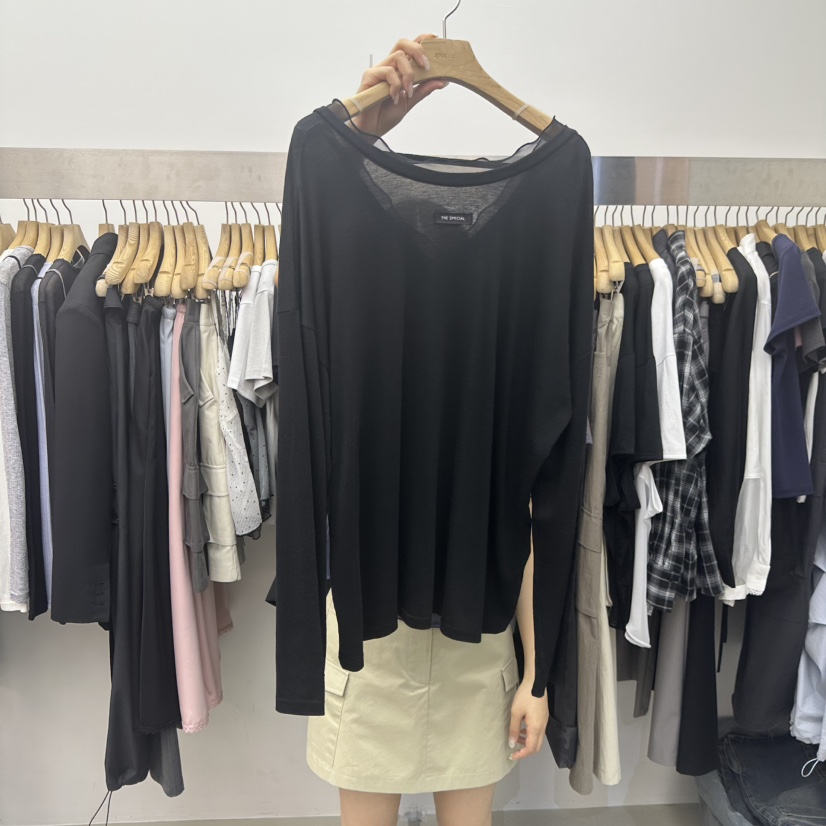 SPECIAL韓國直郵實拍女士新款職業人氣時尚熱賣長袖T恤雪紡SPECIAL長袖T恤圖色7黑色