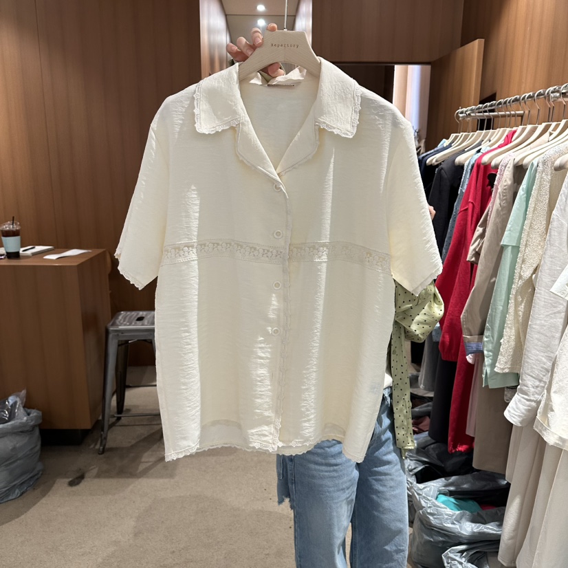 REPERTORY韓國代購女裝新款職業熱賣26春夏人氣襯衫蕾絲衫REPERTORY襯衫/蕾絲衫圖色1