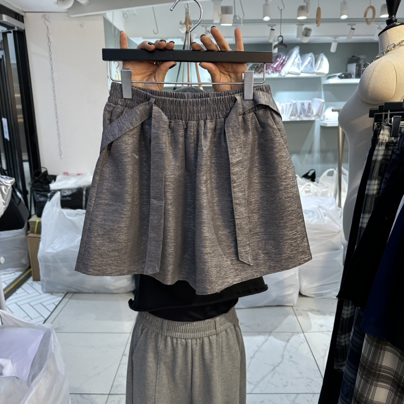 空韓國東大門直郵女士新品時尚休閑職業短褲珍珠迷你含腰帶空短褲圖色3