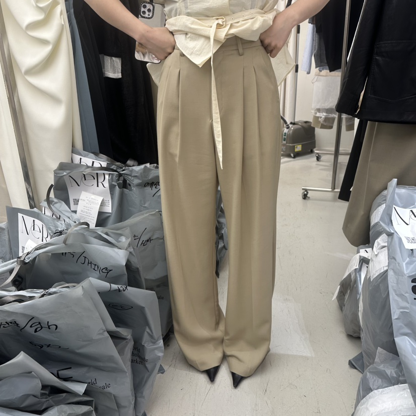 MER韓國代購女裝新款熱賣人氣休閑職業26春夏時尚推薦休閑褲MER/ANGELO BIANCO休閑褲圖色1