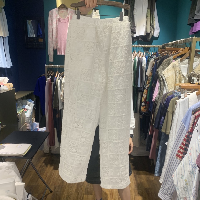 MERCI LINDA韓國東大門代購女士新款26春夏休閑褲針織褲蕾絲MERCI LINDA休閑褲圖色1