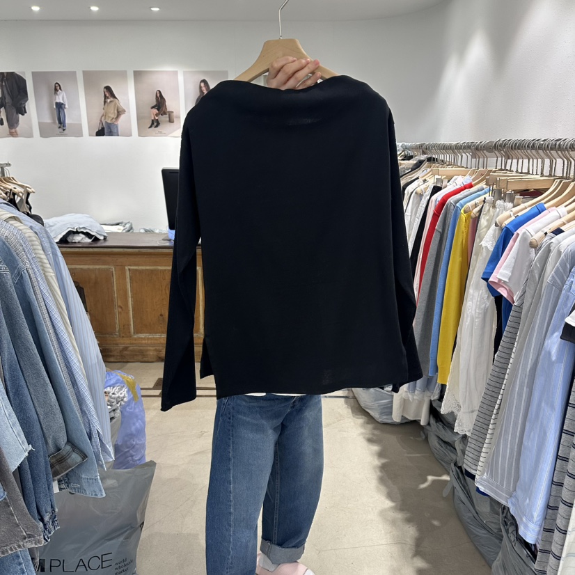 ACKER韓國直郵女士新品熱賣休閑推薦時尚26春夏長袖T恤露肩ACKER長袖T恤