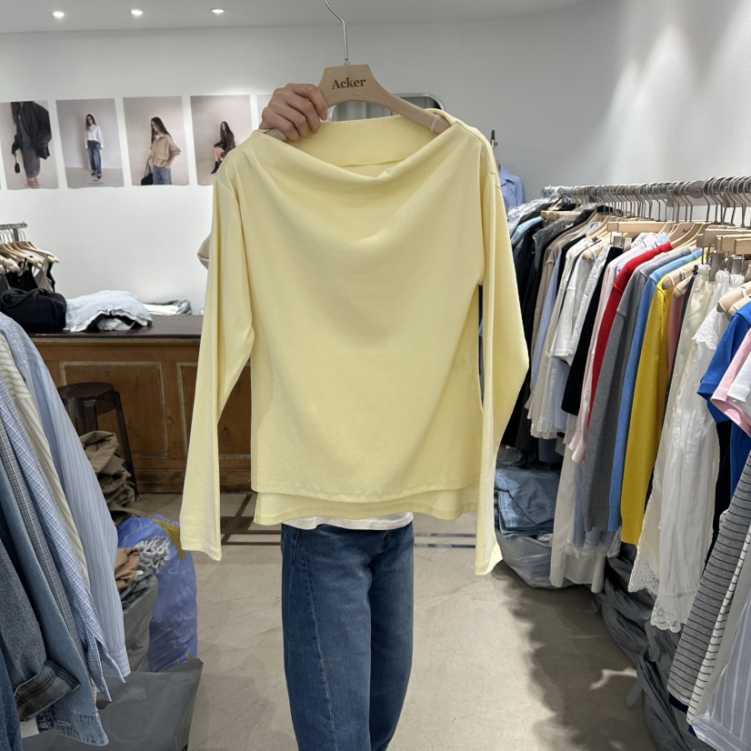 ACKER韓國直郵女士新品熱賣休閑推薦時尚26春夏長袖T恤露肩ACKER長袖T恤圖色2