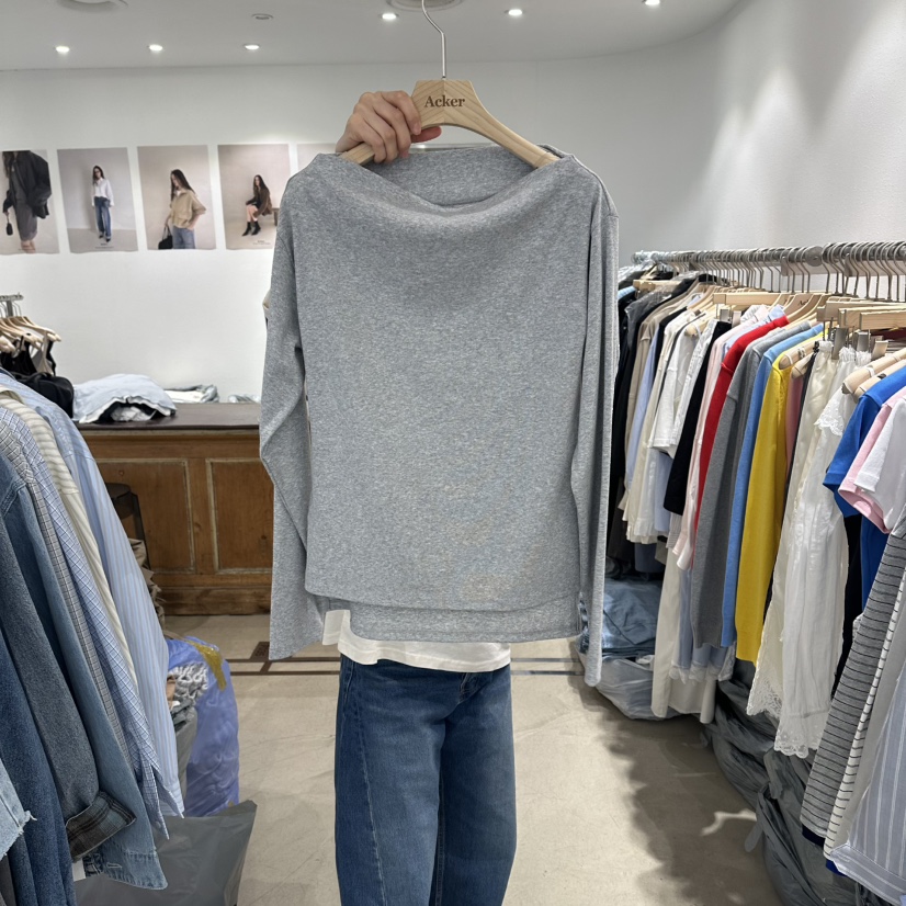 ACKER韓國直郵女士新品熱賣休閑推薦時尚26春夏長袖T恤露肩ACKER長袖T恤圖色3