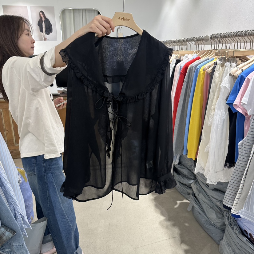 ACKER韓國直郵女士新款時尚熱賣休閑26春夏人氣襯衫蕾絲衫ACKER襯衫/蕾絲衫圖色2