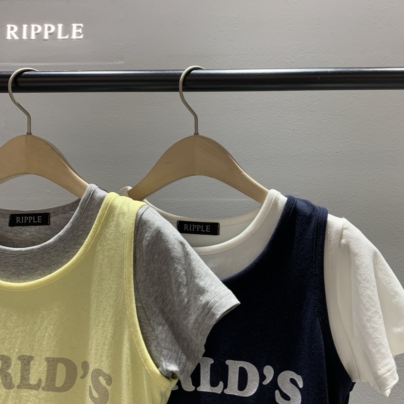 RIPPLE-P韓國東大門直郵女裝新品時尚推薦人氣T恤假兩件RIPPLE-PT恤