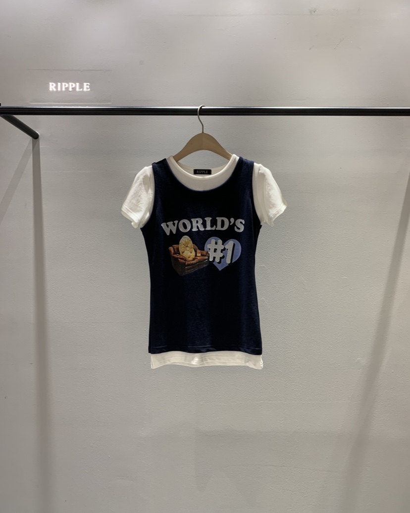 RIPPLE-P韓國東大門直郵女裝新品時尚推薦人氣T恤假兩件RIPPLE-PT恤圖色2