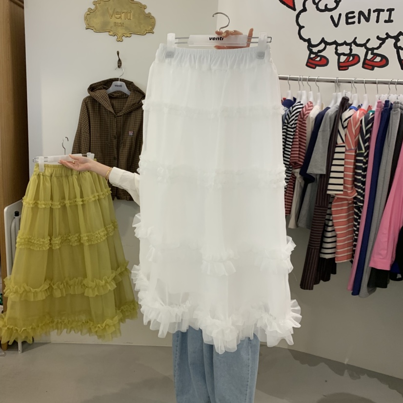 VENTI韓國代購女士新品休閑職業26春夏時尚人氣推薦長裙褶皺VENTI長裙圖色4